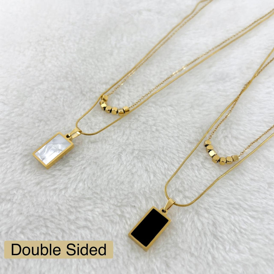 Double Layer Gold Plated Chain with Double Sided 2 in 1  Locket