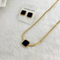 Luxury Black Square Pendant Set ( Stainless Steel )