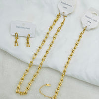 Handmade Thick U Shape Chain Necklace Set  & Bracelet