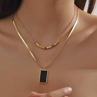 Double Layer Gold Plated Chain with Double Sided 2 in 1  Locket