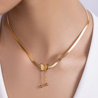 Butterfly Necklace Golden Snake Chains & Earrings